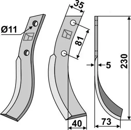 Fräsmesser 230x35mm, rechts